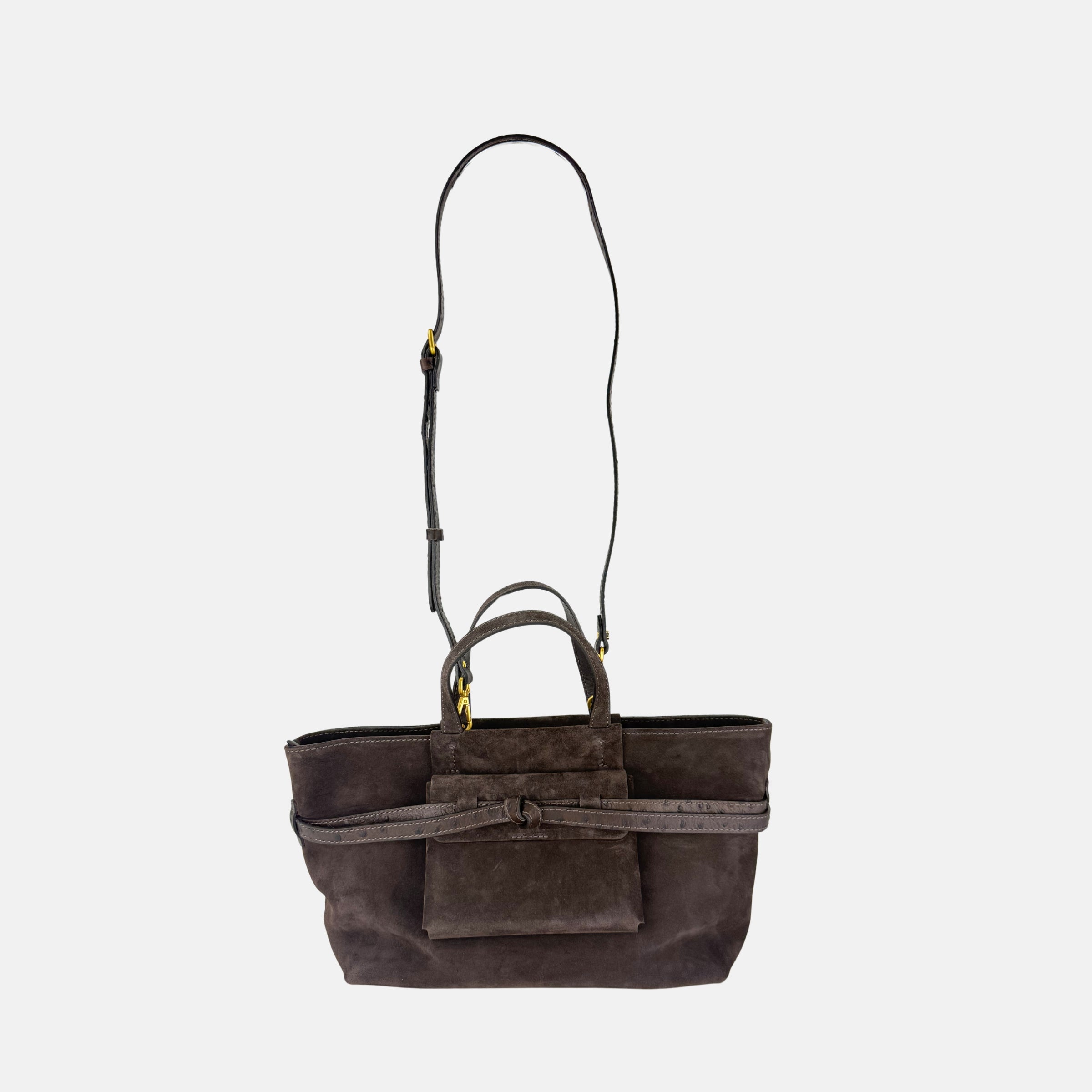 Gianni Chiarini Belty Medium Suede Tote in Moka - Big Bag NY