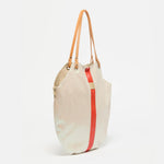 Jack Gomme FLORES Linen Tote Bag in Pearl/Tomato - Big Bag NY