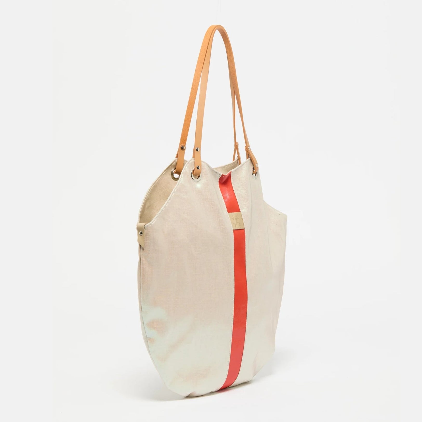 Jack Gomme FLORES Linen Tote Bag in Pearl/Tomato - Big Bag NY