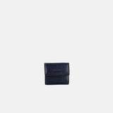 Visona Ultra Compact Trifold Wallet with Outside Zip Pocket in Navy - Big Bag NY
