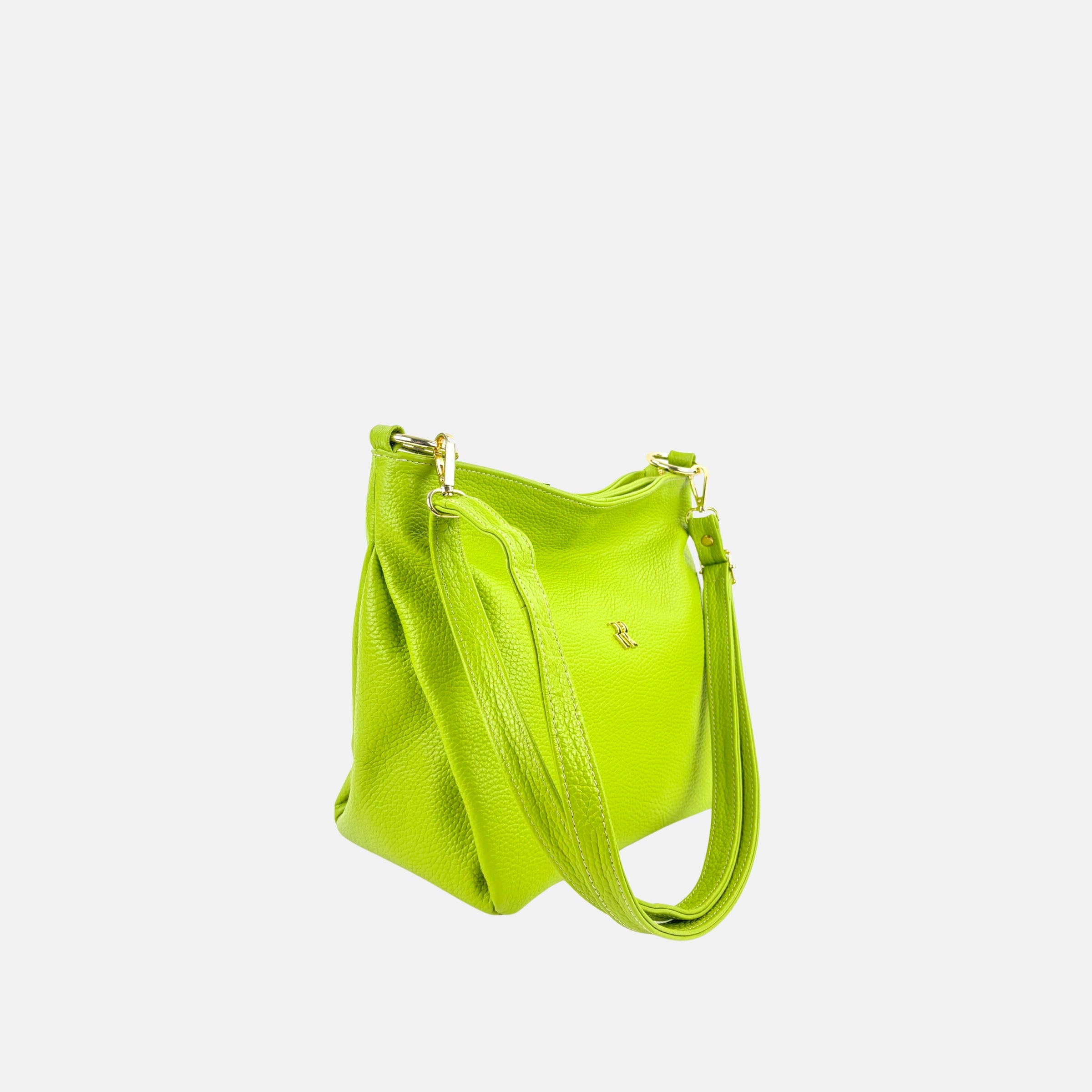 Rossi Contrast Trim Medium Bucket Bag in Lime - Big Bag NY