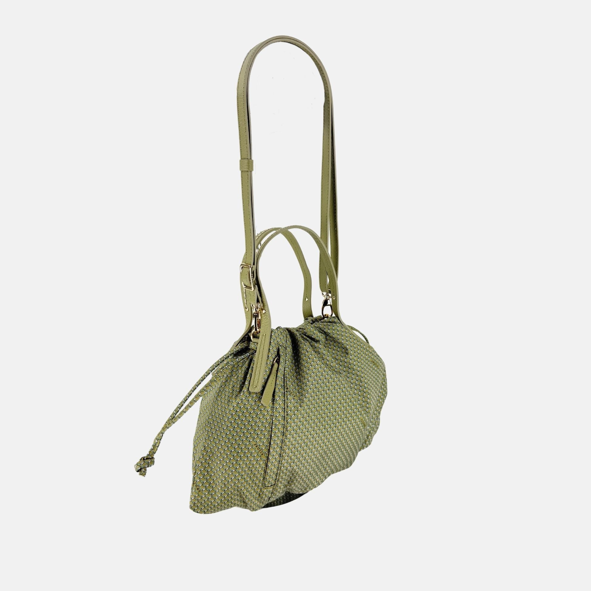 PLINIO Drawstring Tote with Crossbody Strap in Vert - Big Bag NY