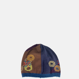 Wool Blend Hand Embroidered Hat in Purple