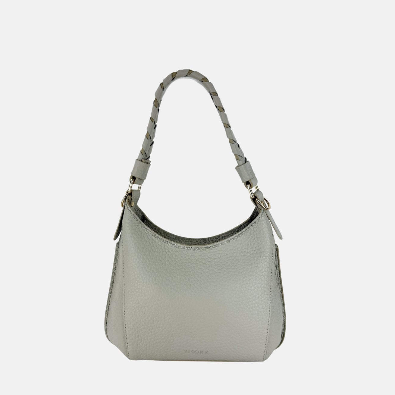 Plinio Visona Braided Top Handle Small Shoulder Bag in Beige - Big Bag NY