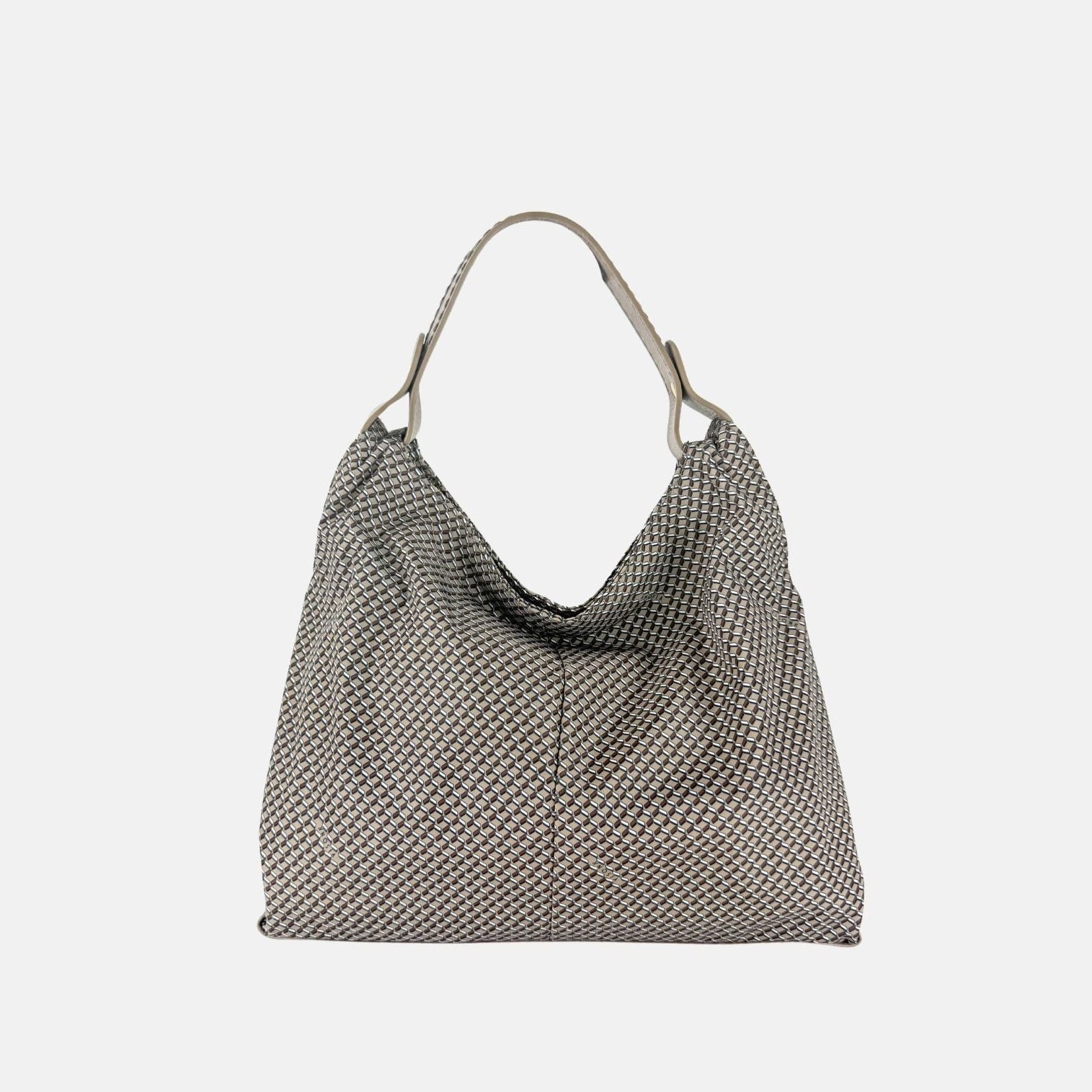 PLINIO by Visona Large Triangle Shoulder Bag in Taupe - Big Bag NY