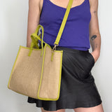 Natural Shopper with Leather Trim