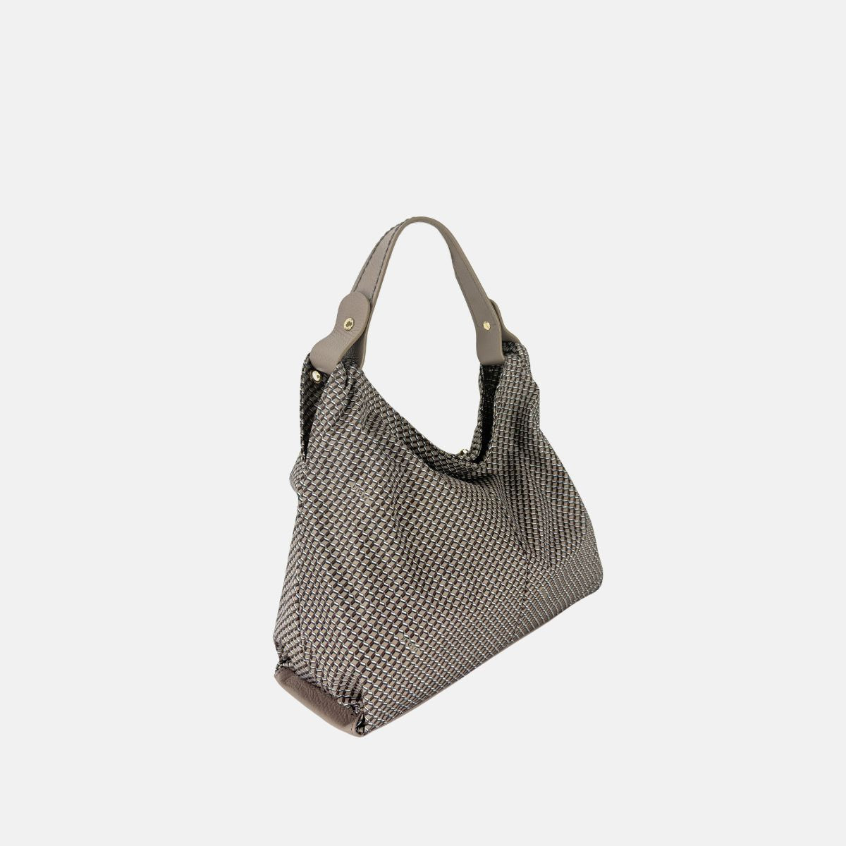 PLINIO Medium Triangle Shoulder Bag in Taupe - Big Bag NY