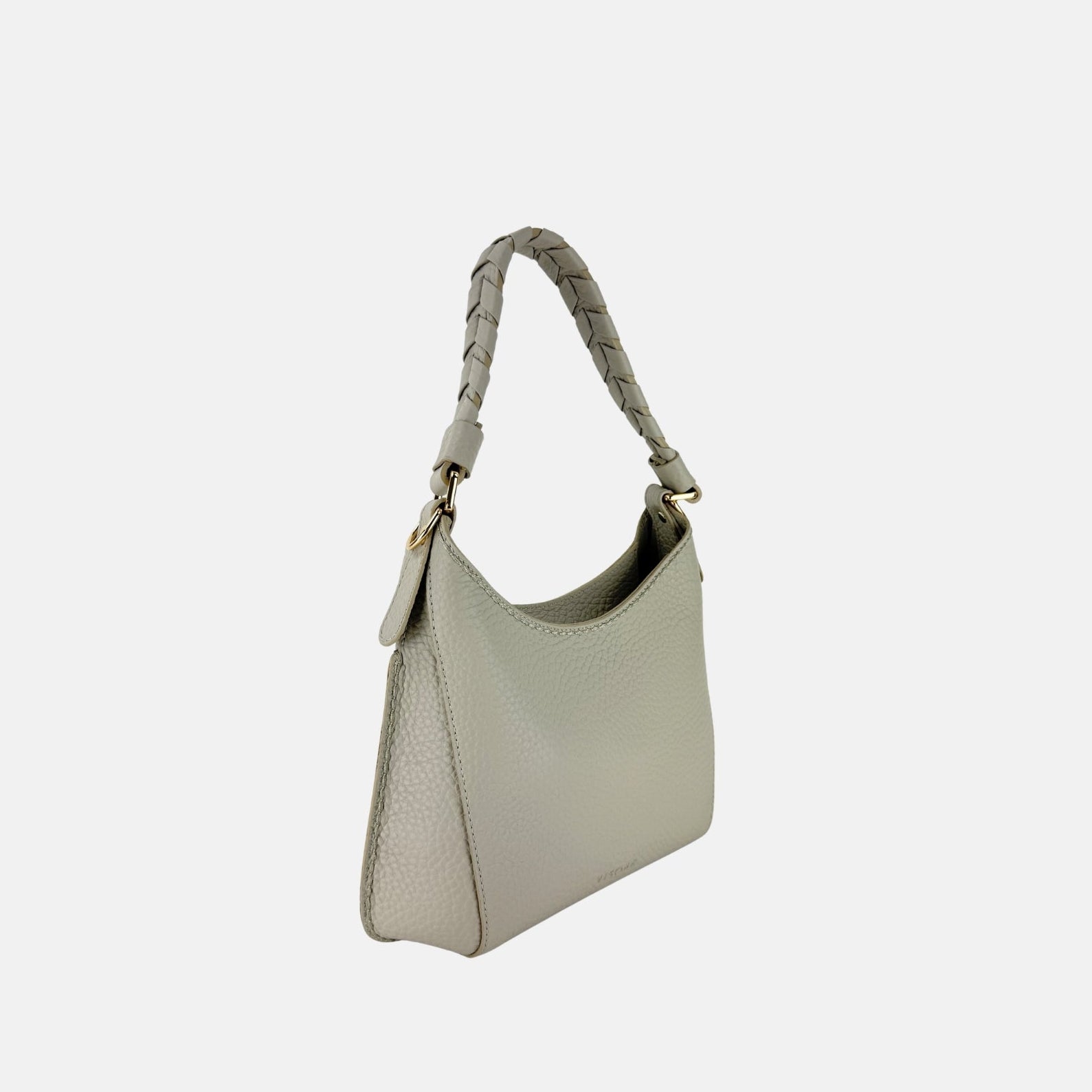 Plinio Visona Braided Top Handle Small Shoulder Bag in Beige - Big Bag NY