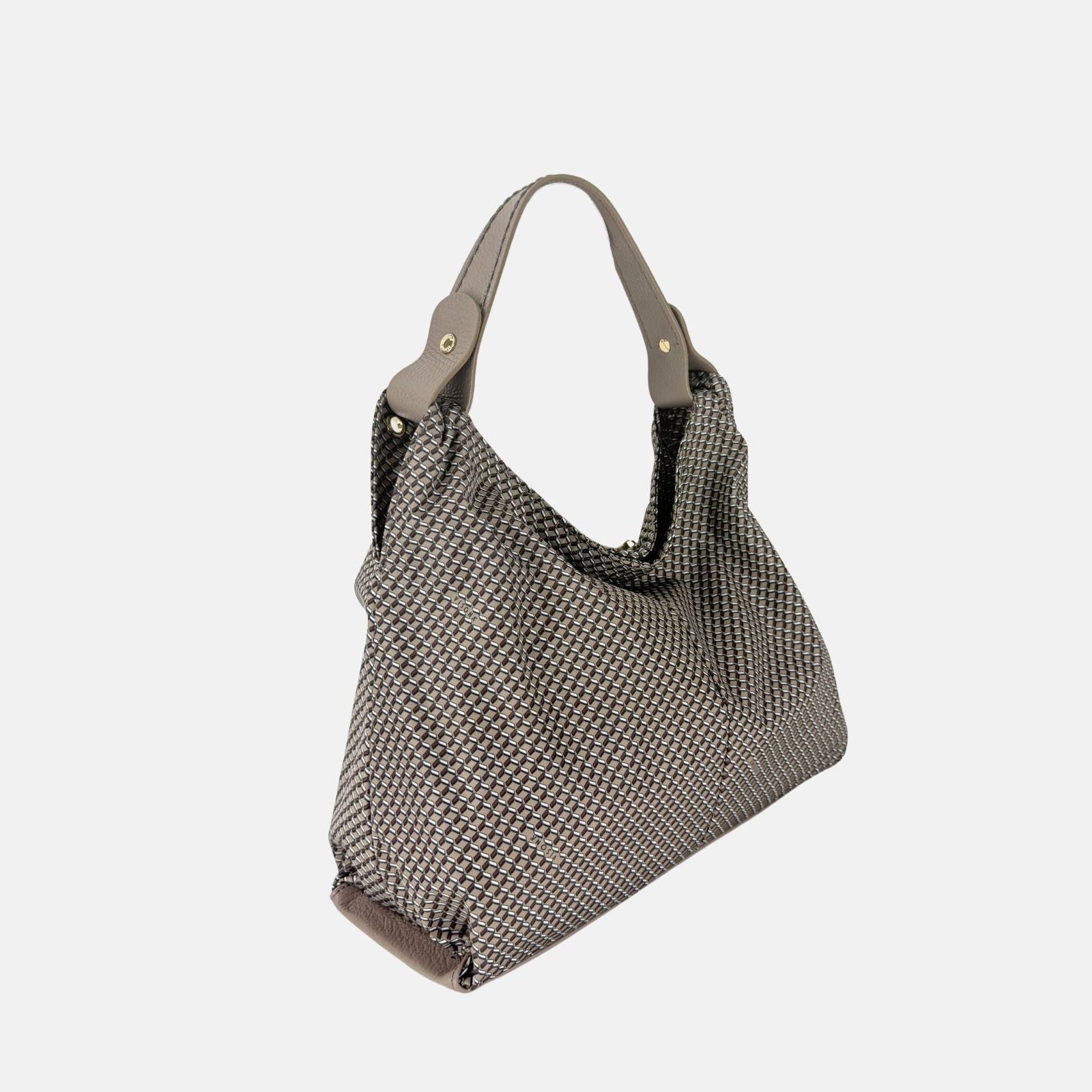 PLINIO by Visona Large Triangle Shoulder Bag in Taupe - Big Bag NY
