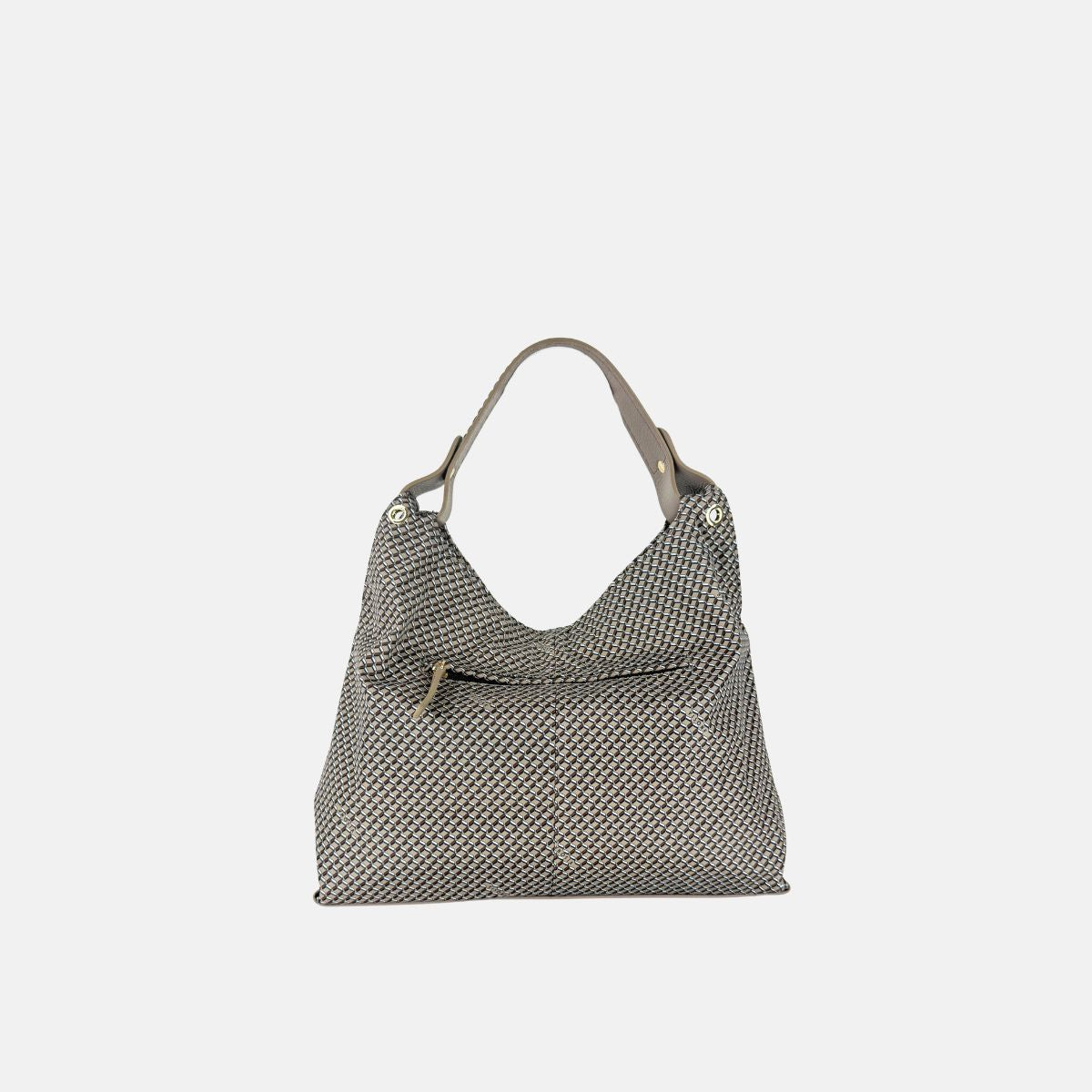 PLINIO Medium Triangle Shoulder Bag in Taupe - Big Bag NY