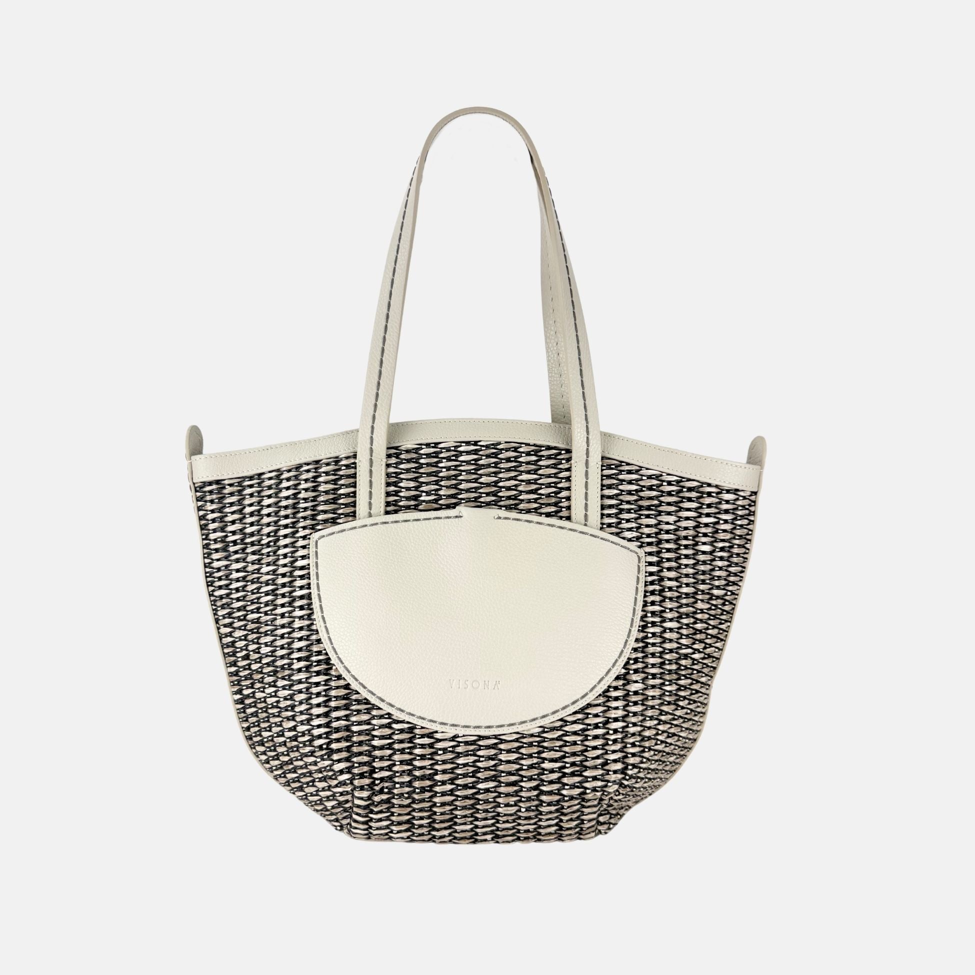 PLINIO Multicolor Weave Raffia Tote in Argilla - Big Bag NY