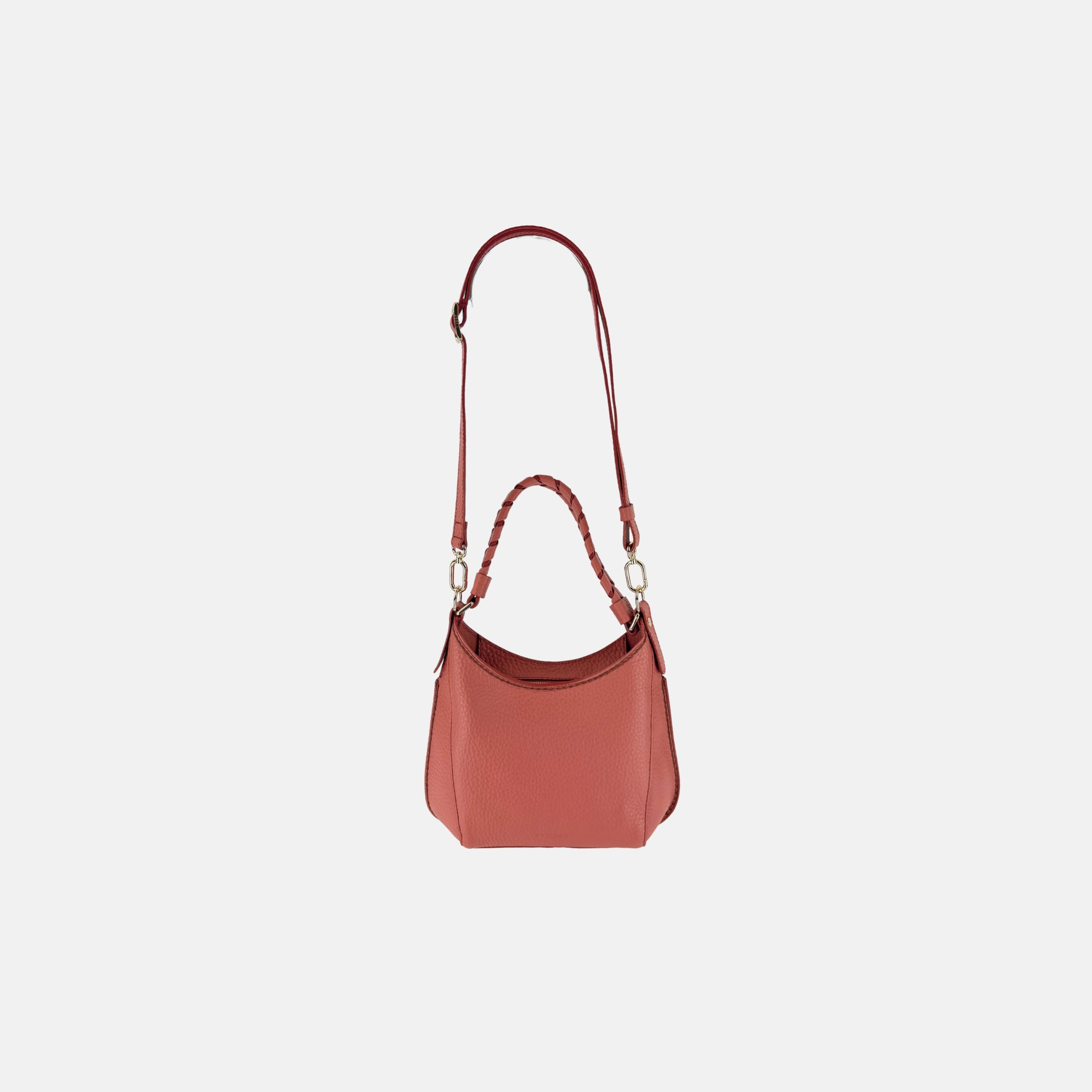 Plinio Visona Braided Top Handle Small Shoulder Bag in Blush - Big Bag NY