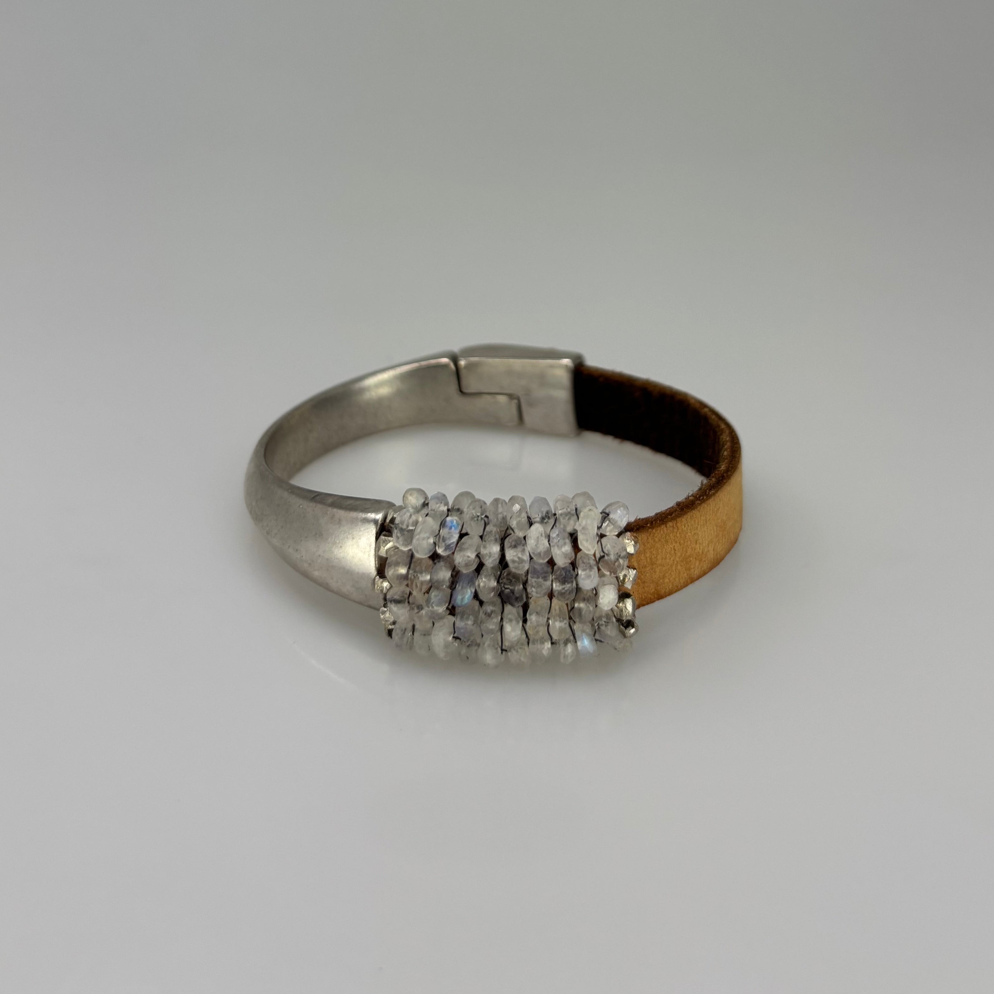 Martell Moonstone and Leather Wide Cuff - Big Bag NY