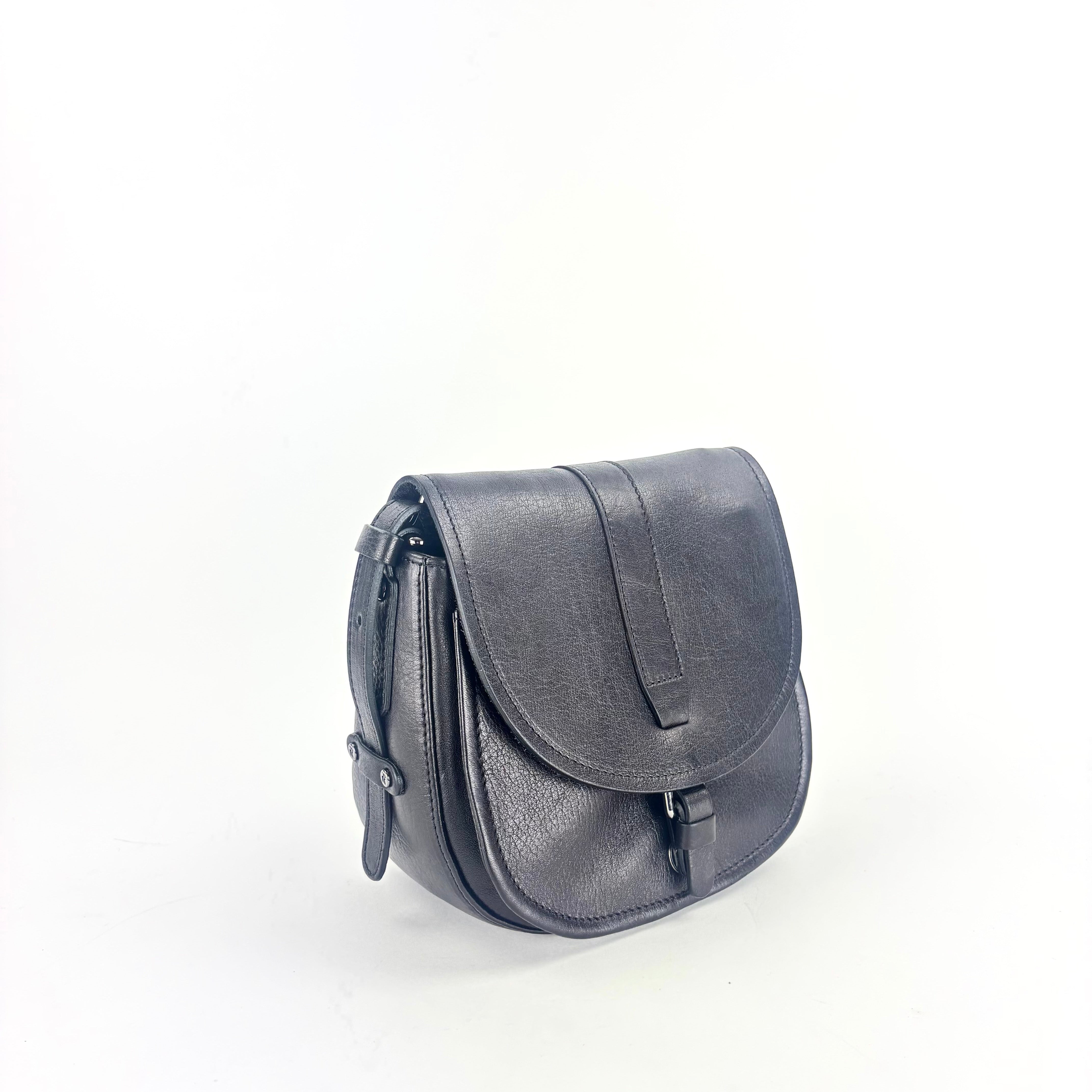Medium Tuscan Leather Saddle Bag Black - Big Bag NY