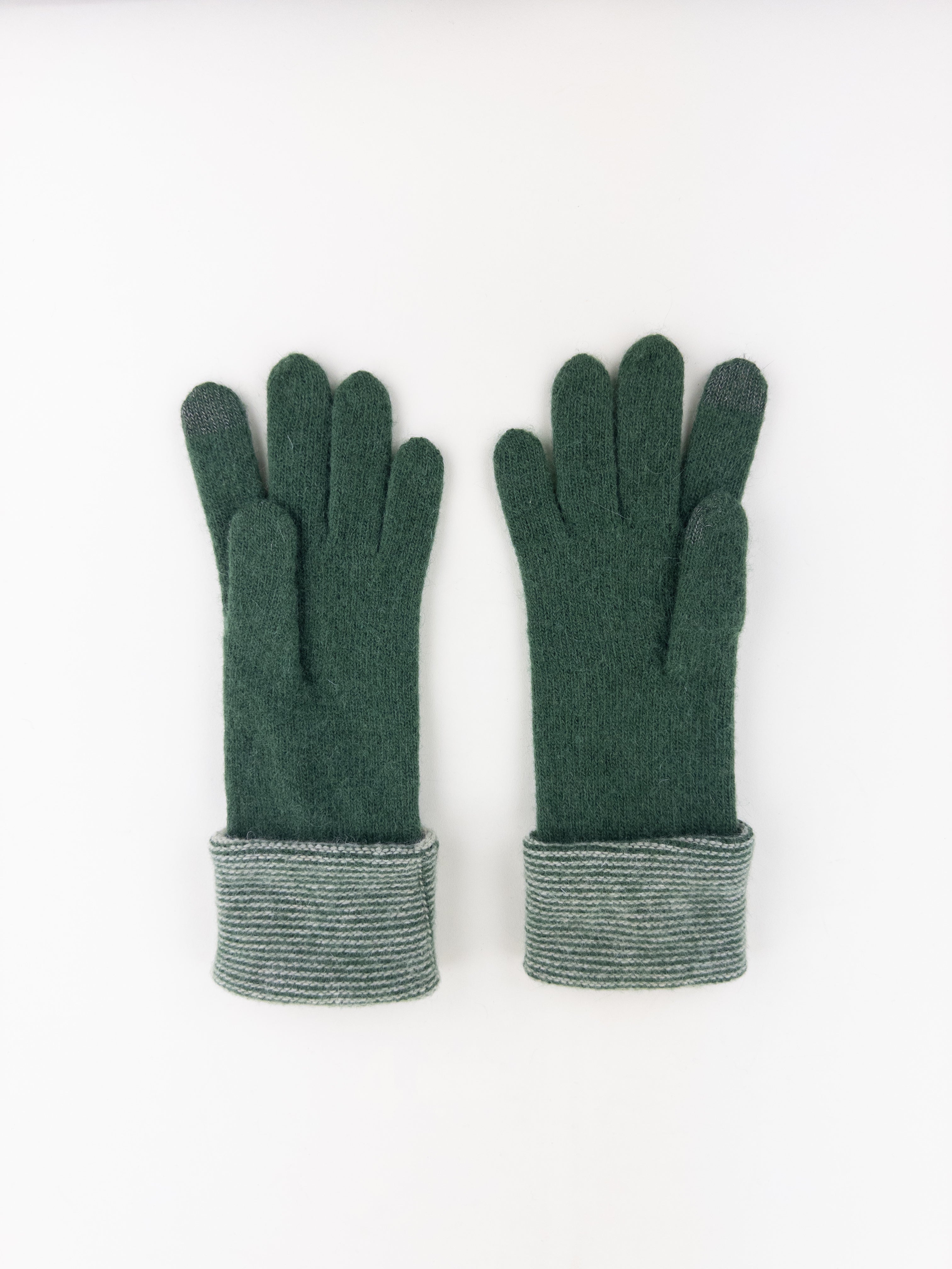 Santacana Striped Cuff Gloves in Green - Big Bag NY