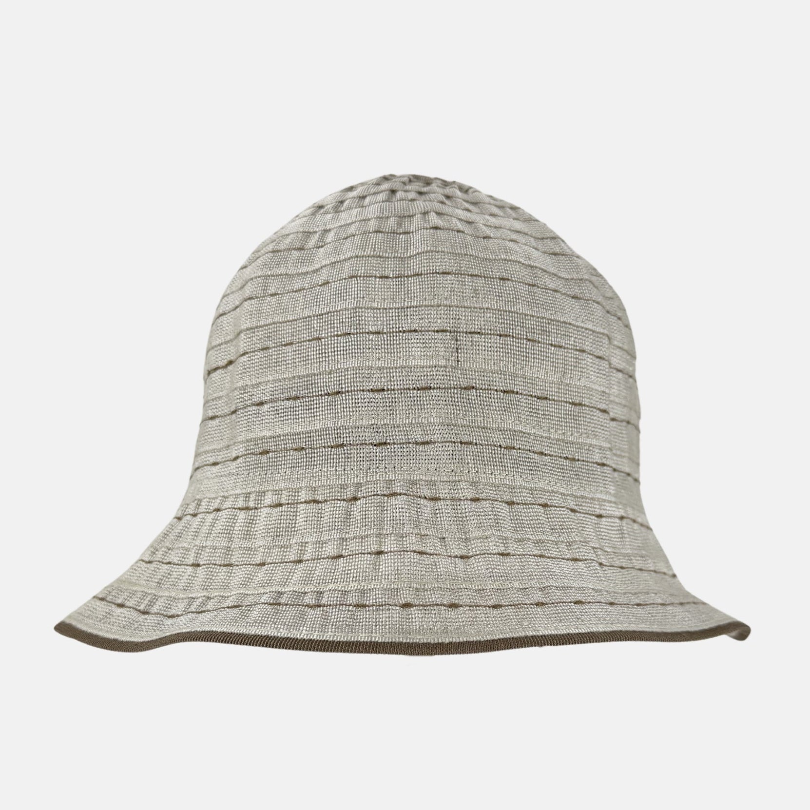 Ferruccio Vecchi Sandra Flax Blend Hat with Brown Trim - Big Bag NY