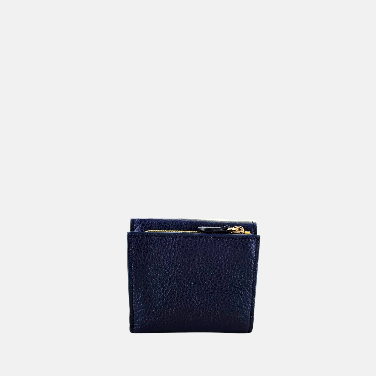 Visona Ultra Compact Trifold Wallet with Outside Zip Pocket in Navy - Big Bag NY