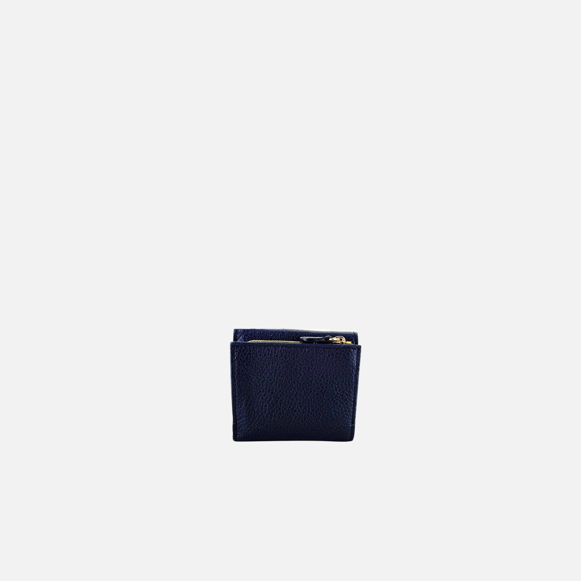Visona Ultra Compact Trifold Wallet with Outside Zip Pocket in Navy - Big Bag NY