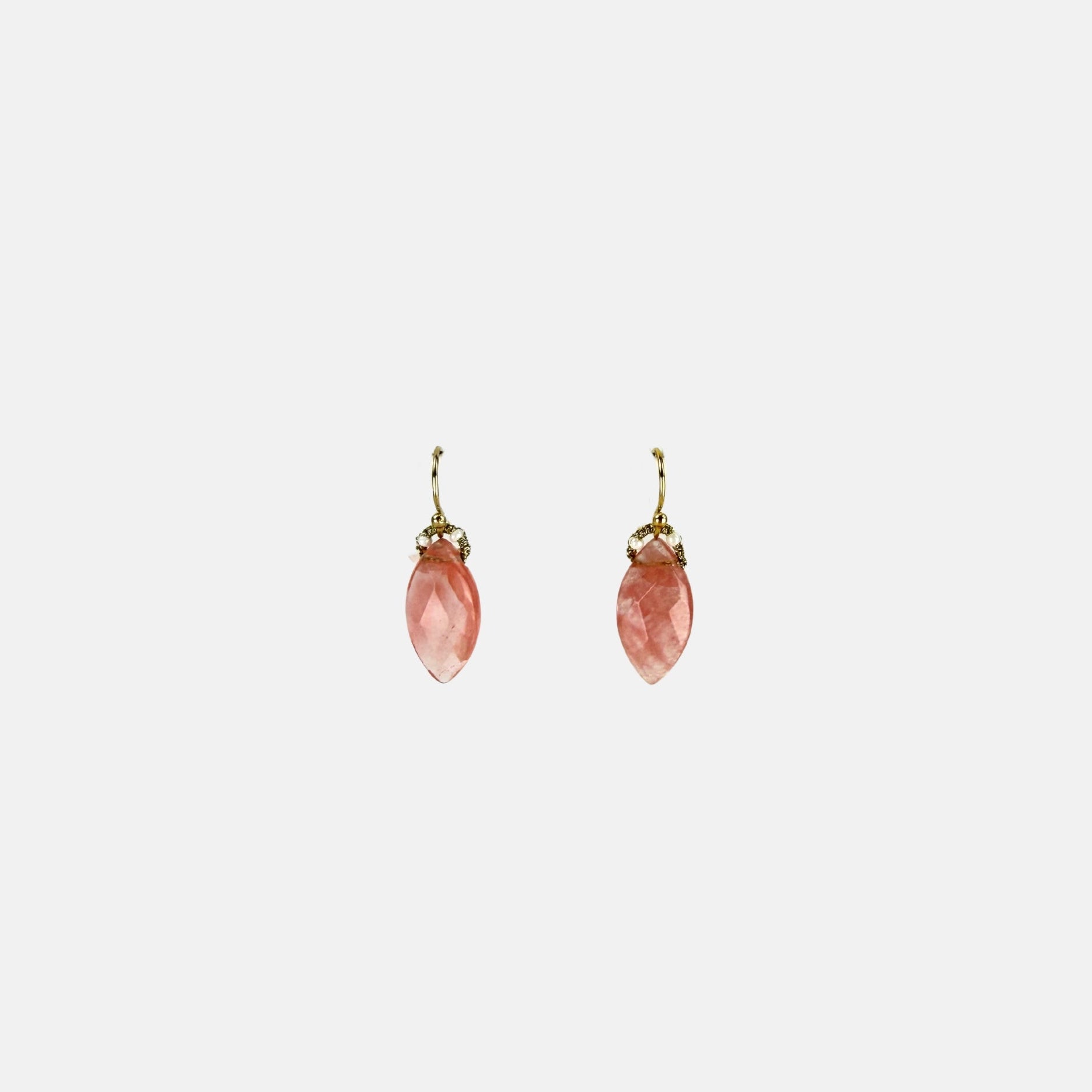 Cherry Quartz Marquis Drop Earrings - Big Bag NY