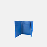 Biagini Croco Embossed Compact Credit Card Flap Wallet in Cielo Blue - Big Bag NY