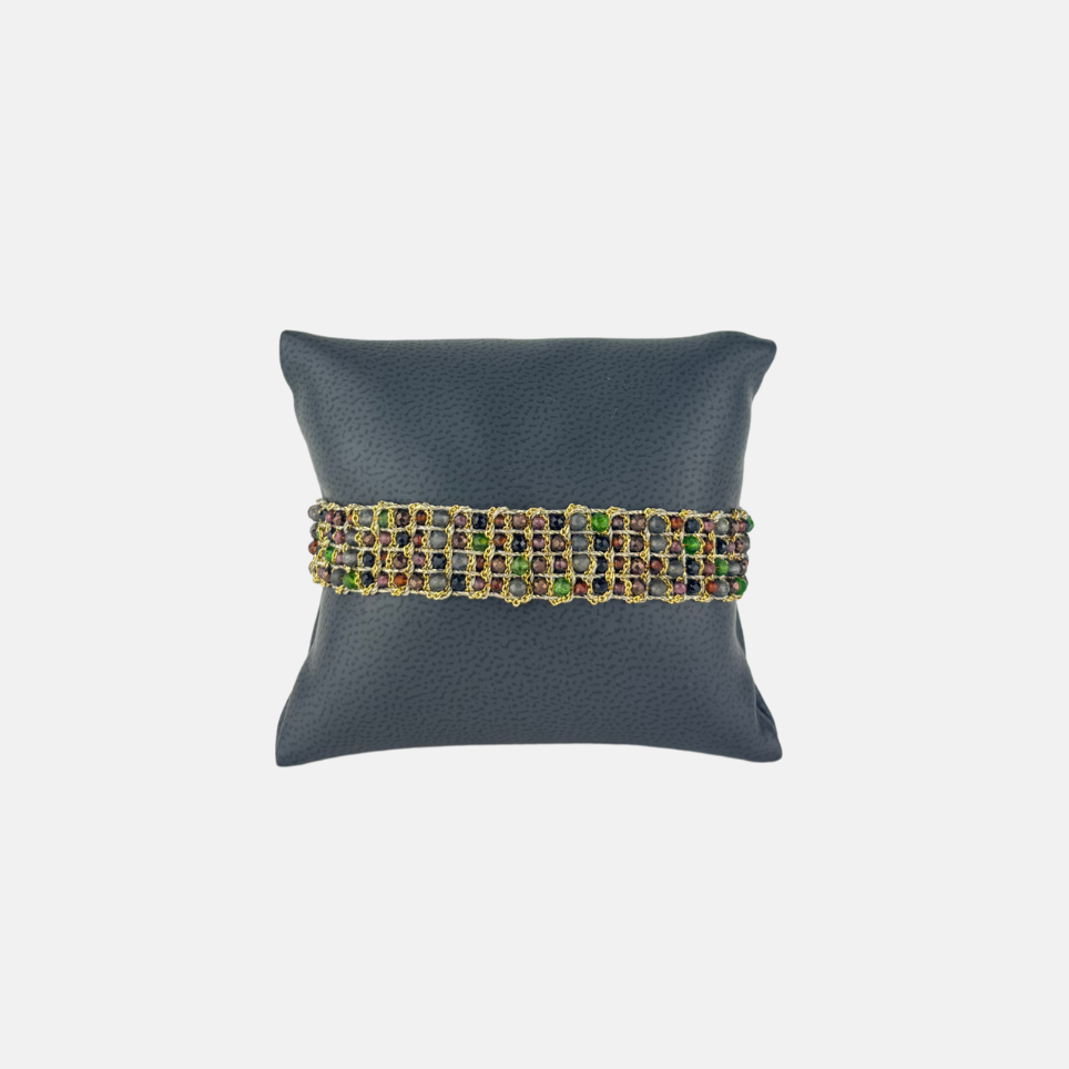 DAG Gioielli Woven Bracelet with Multicolor Gemstones - Big Bag NY