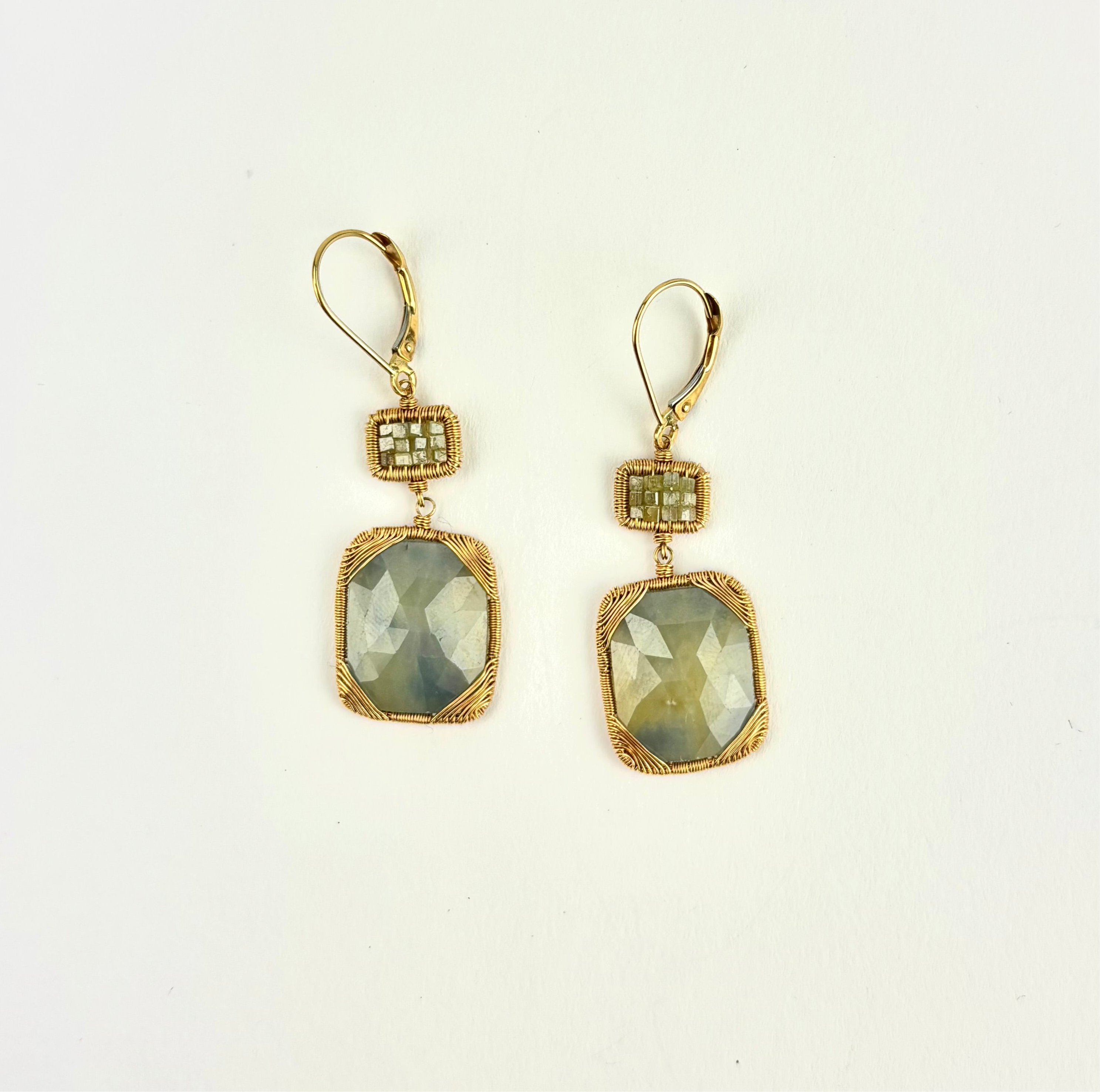 Emerald Square Cut Double Drop Earrings - Big Bag NY