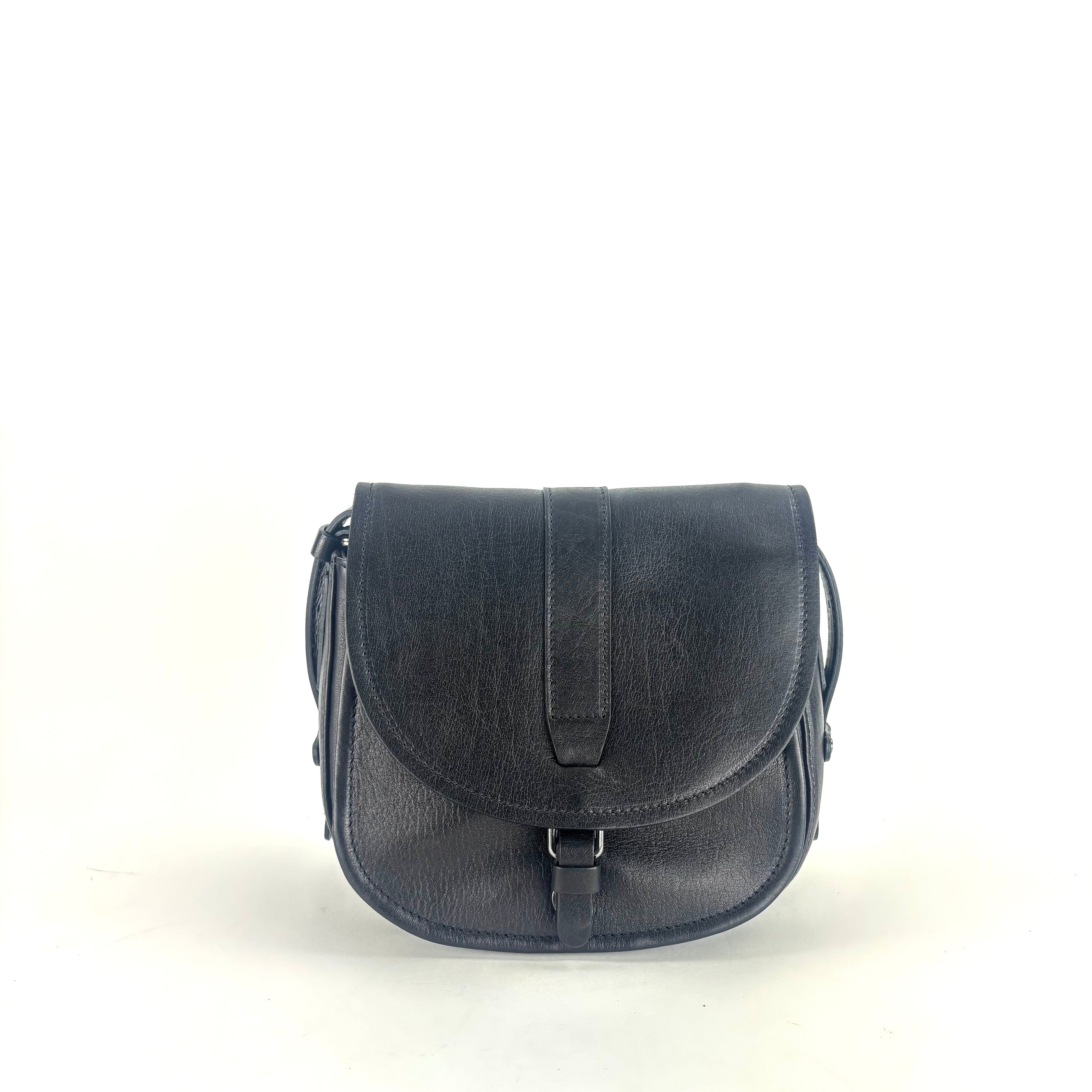 Medium Tuscan Leather Saddle Bag Black - Big Bag NY