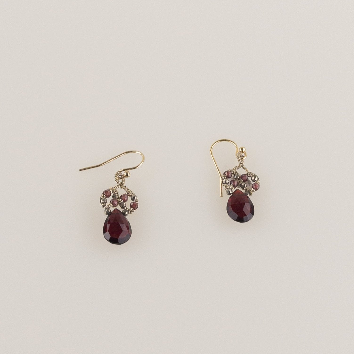 Danielle Welmond Pyrite and Garnet Bead Drop Earrings - Big Bag NY