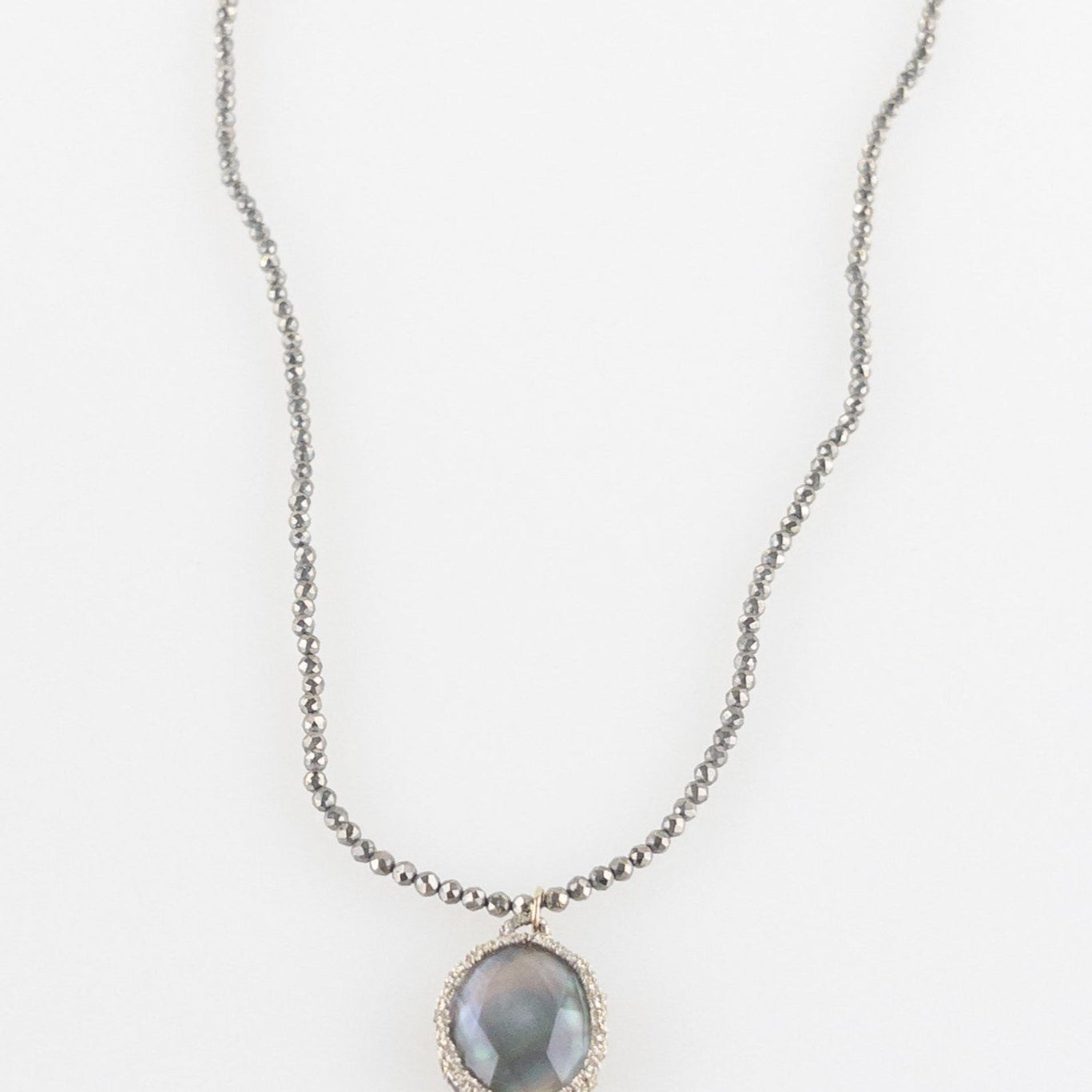 Danielle Welmond Mother of Pearl with Pyrite Top Necklace - Big Bag NY