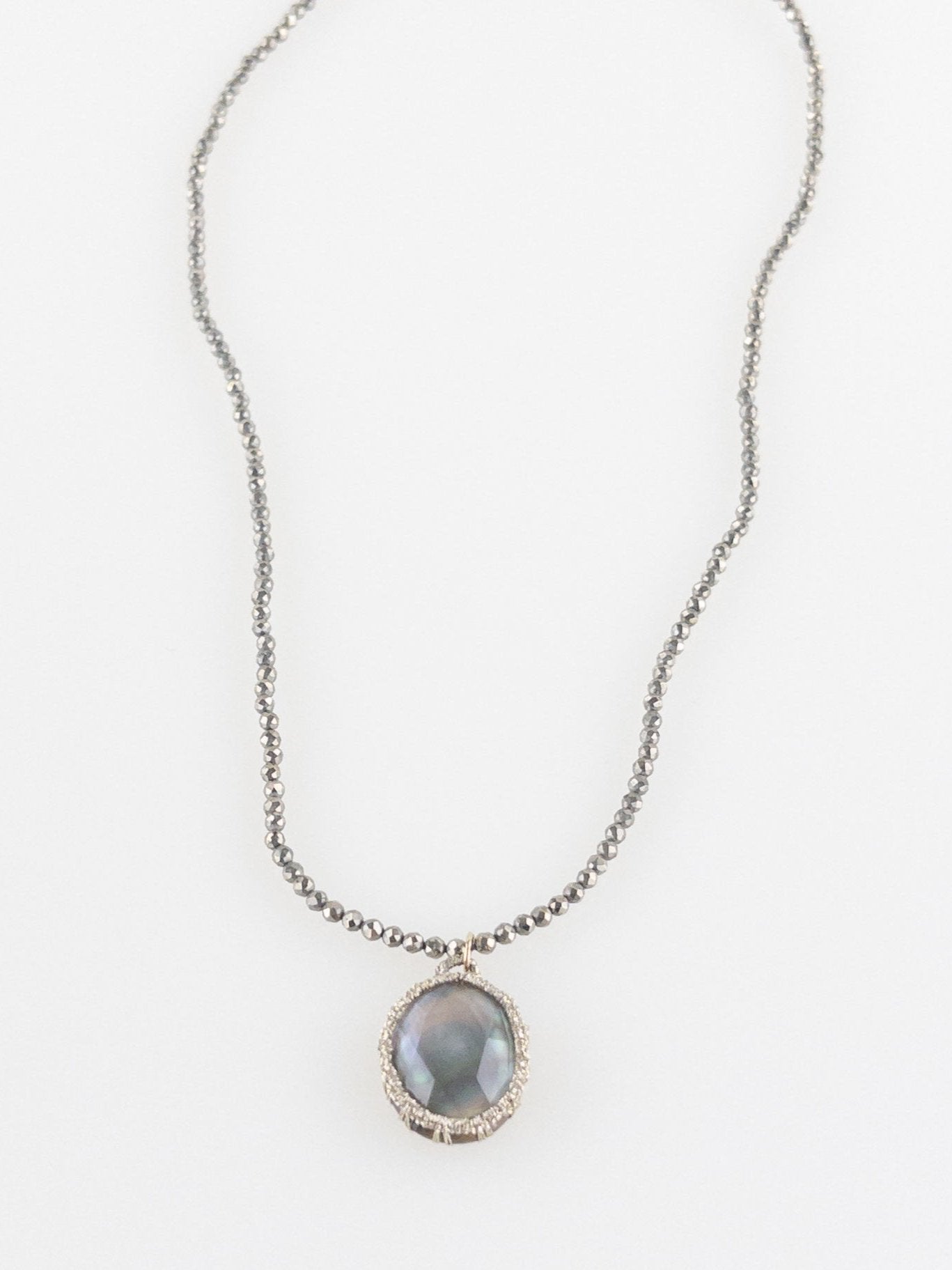 Danielle Welmond Mother of Pearl with Pyrite Top Necklace - Big Bag NY