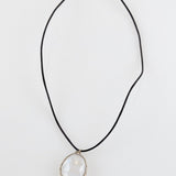 Danielle Welmond Rainbow Moonstone on Leather Pendant - Big Bag NY