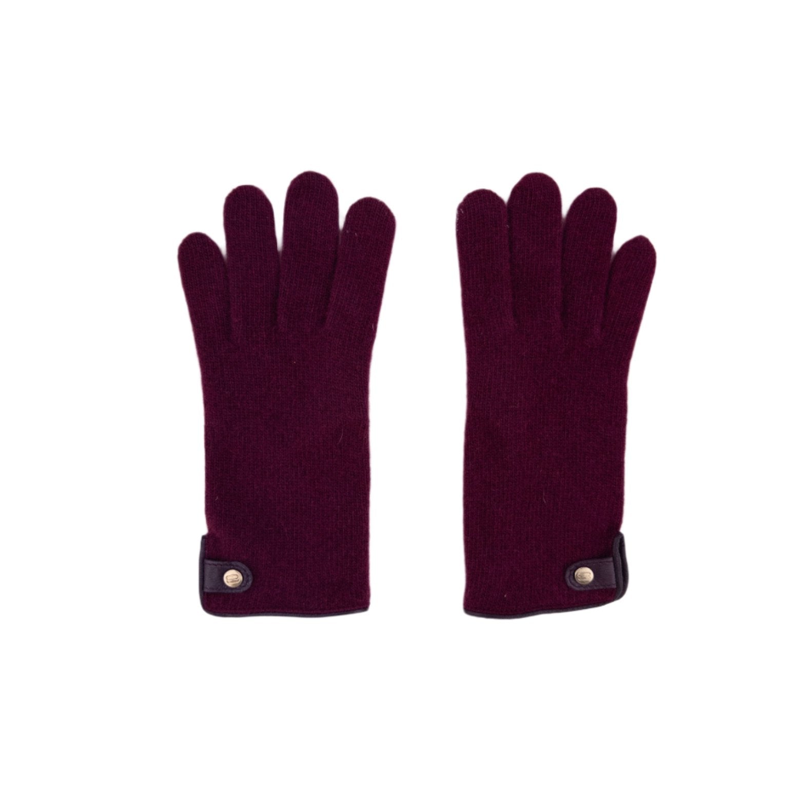 Santacana Cashmere Gloves with Leather Trim In Burgundy - Big Bag NY