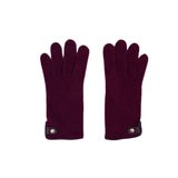 Santacana Cashmere Gloves with Leather Trim In Burgundy - Big Bag NY