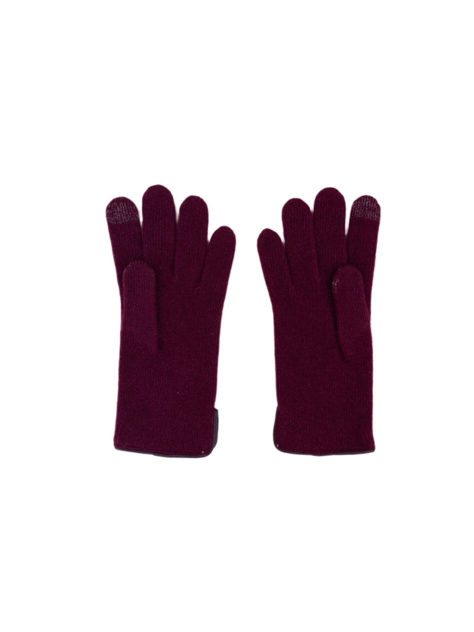 Santacana Cashmere Gloves with Leather Trim In Burgundy - Big Bag NY