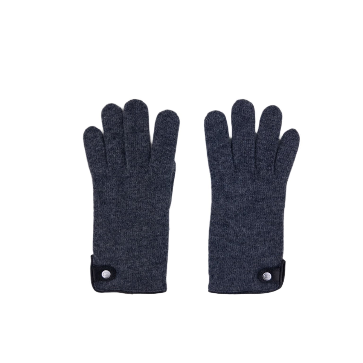 Santacana Cashmere Gloves with Leather Trim In Charcoal - Big Bag NY