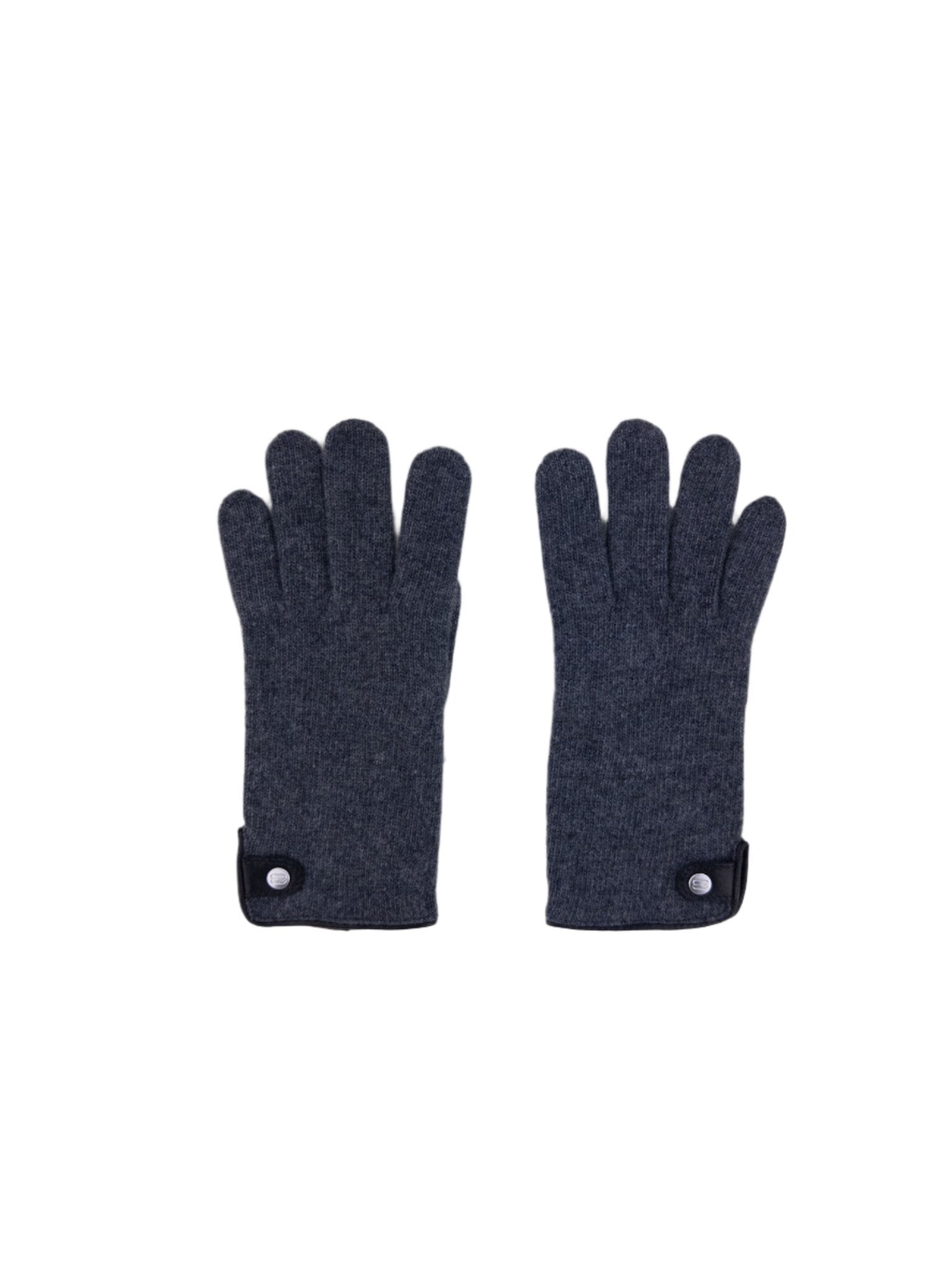 Santacana Cashmere Gloves with Leather Trim In Charcoal - Big Bag NY