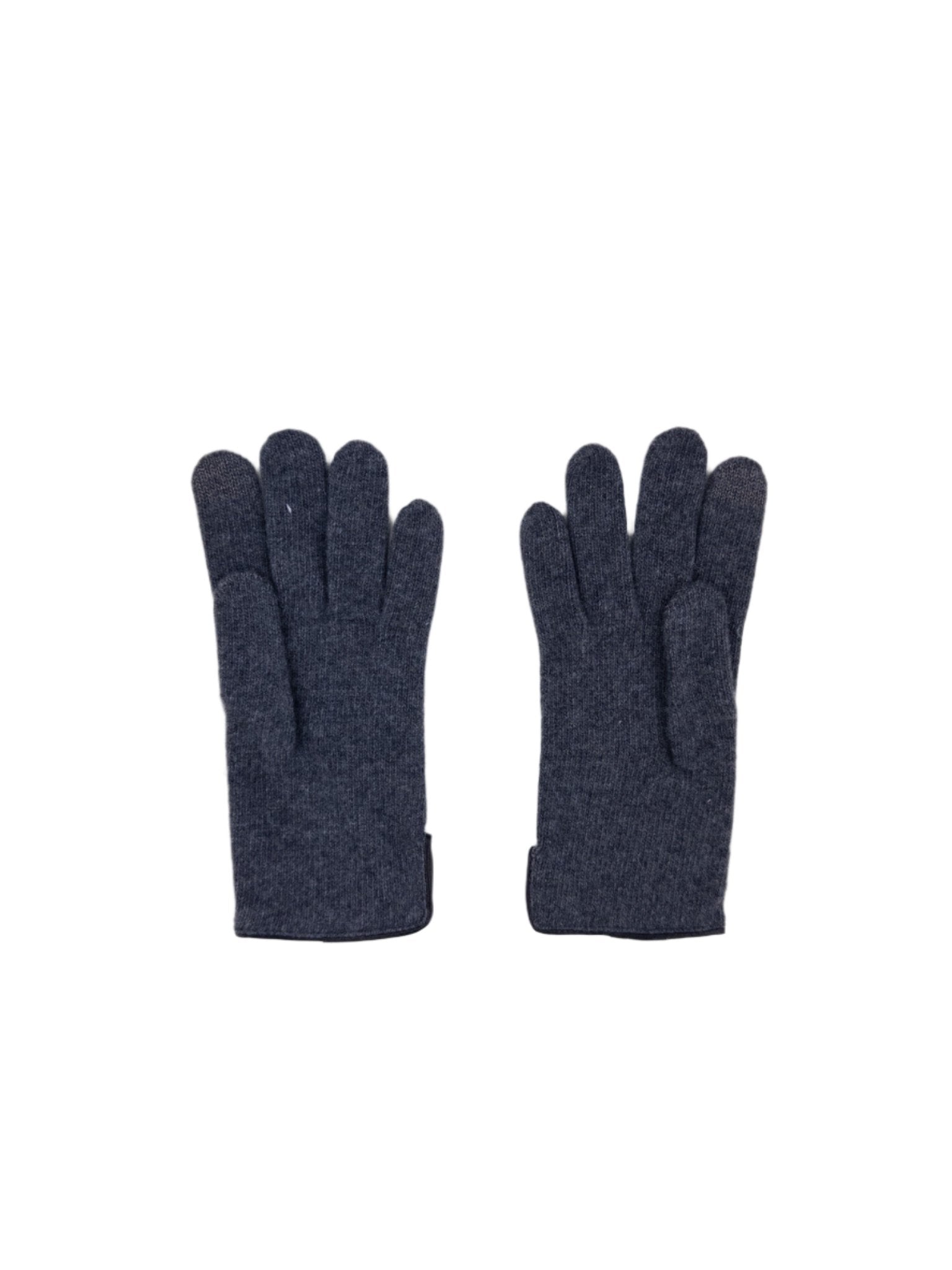 Santacana Cashmere Gloves with Leather Trim In Charcoal - Big Bag NY