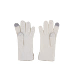 Santacana Cashmere Gloves with Leather Trim In White - Big Bag NY