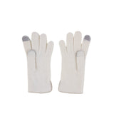 Santacana Cashmere Gloves with Leather Trim In White - Big Bag NY