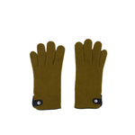 Santacana Cashmere Gloves with Leather Trim In Olive - Big Bag NY