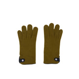 Santacana Cashmere Gloves with Leather Trim In Olive - Big Bag NY