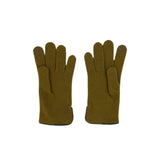 Santacana Cashmere Gloves with Leather Trim In Olive - Big Bag NY