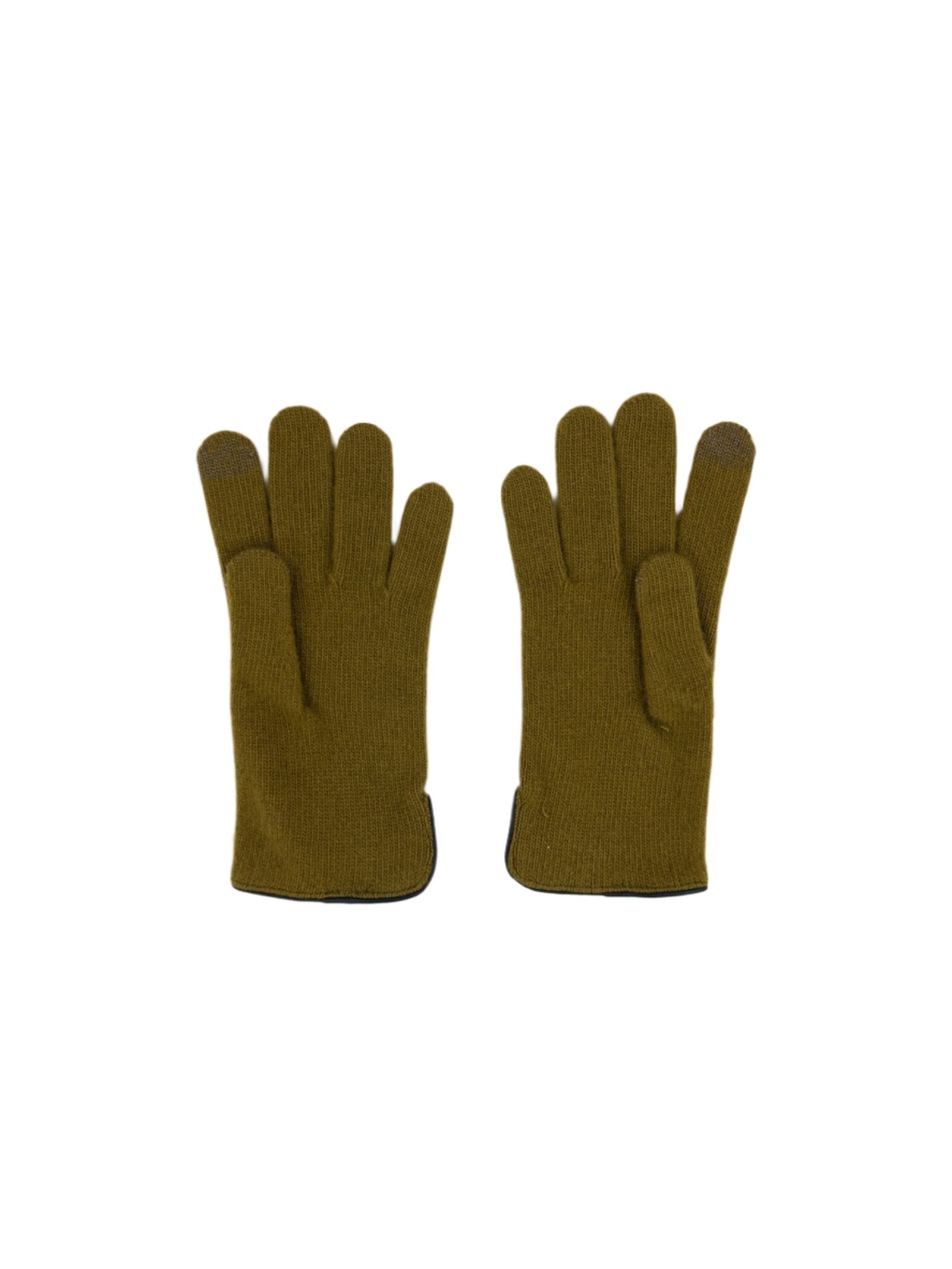 Santacana Cashmere Gloves with Leather Trim In Olive - Big Bag NY