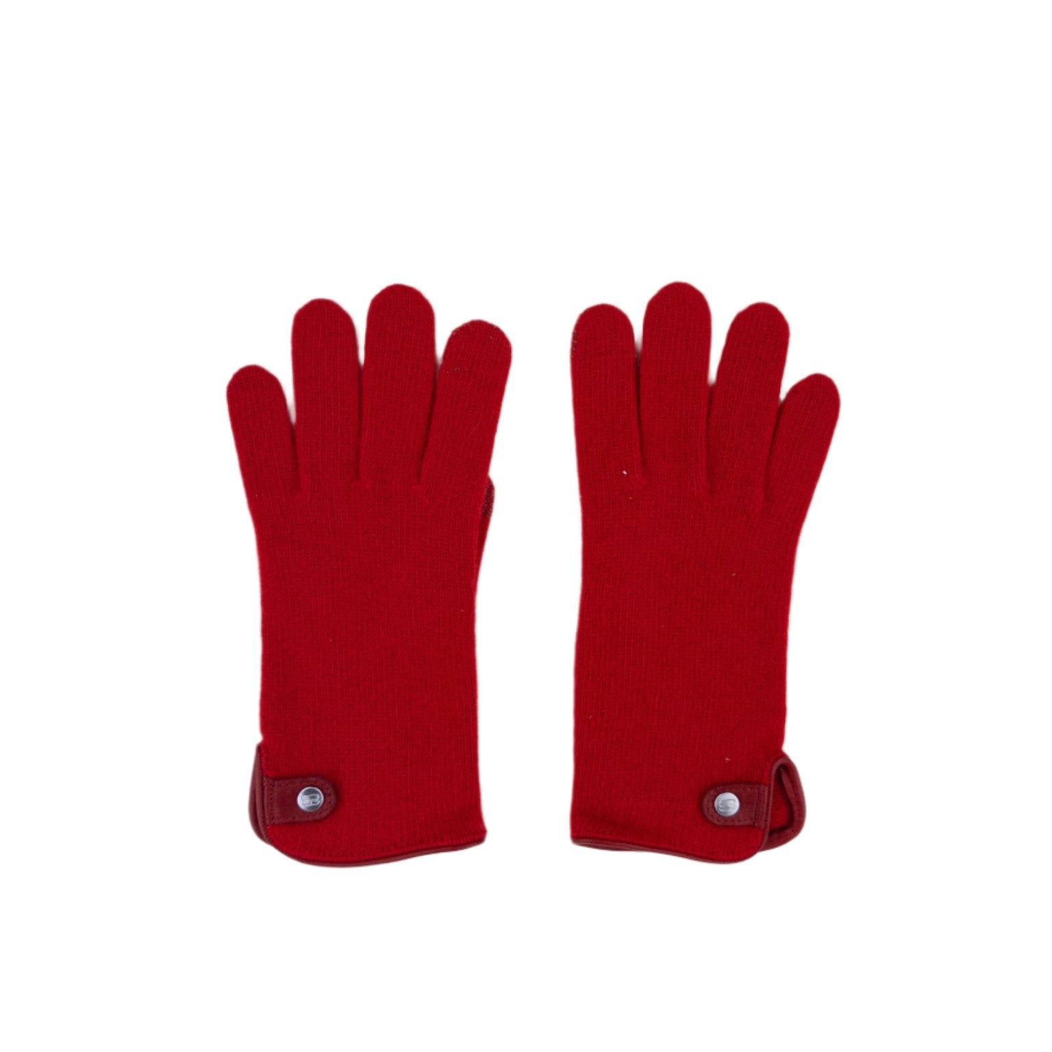 Santacana Cashmere Gloves with Leather Trim In Red - Big Bag NY