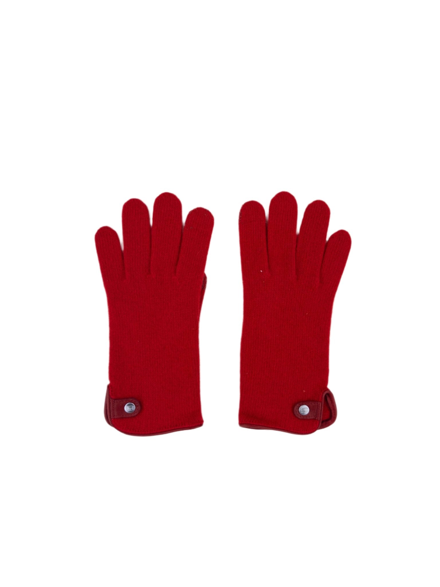 Santacana Cashmere Gloves with Leather Trim In Red - Big Bag NY