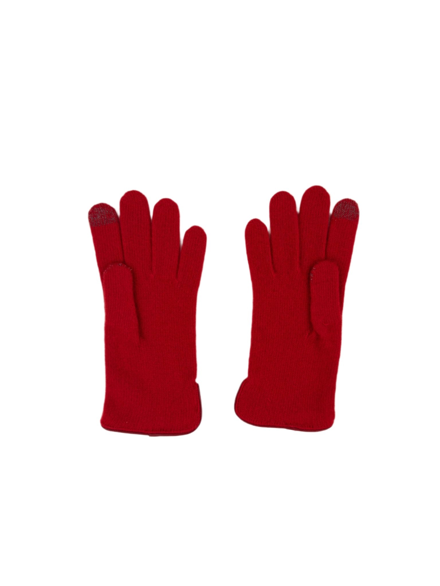 Santacana Cashmere Gloves with Leather Trim In Red - Big Bag NY