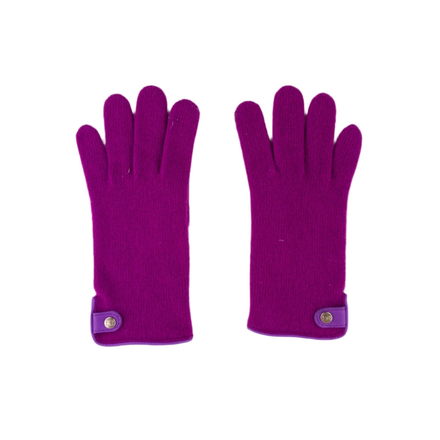 Santacana Cashmere Gloves with Leather Trim In Magenta - Big Bag NY