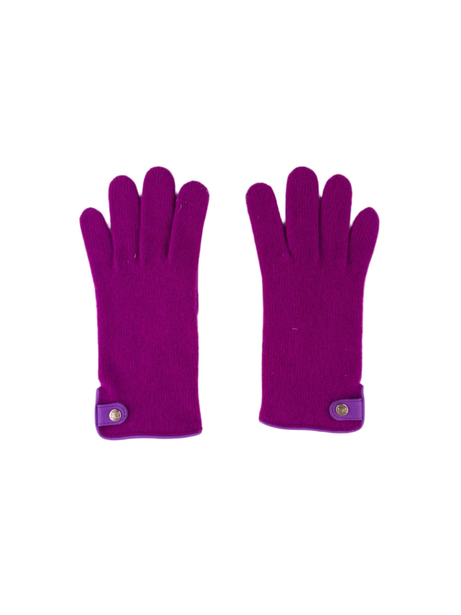 Santacana Cashmere Gloves with Leather Trim In Magenta - Big Bag NY