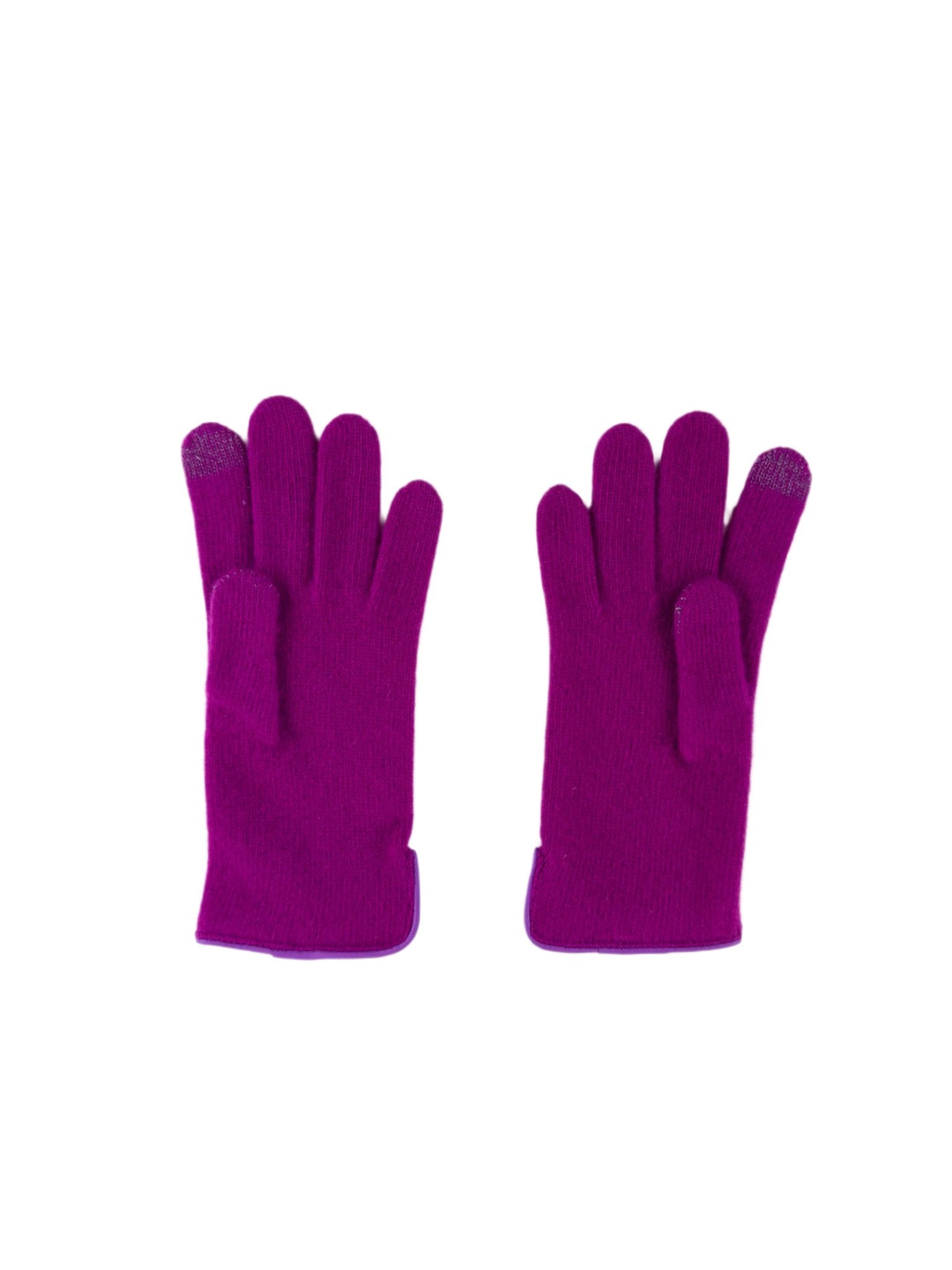 Santacana Cashmere Gloves with Leather Trim In Magenta - Big Bag NY