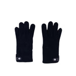 Santacana Cashmere Gloves with Leather Trim In Black - Big Bag NY